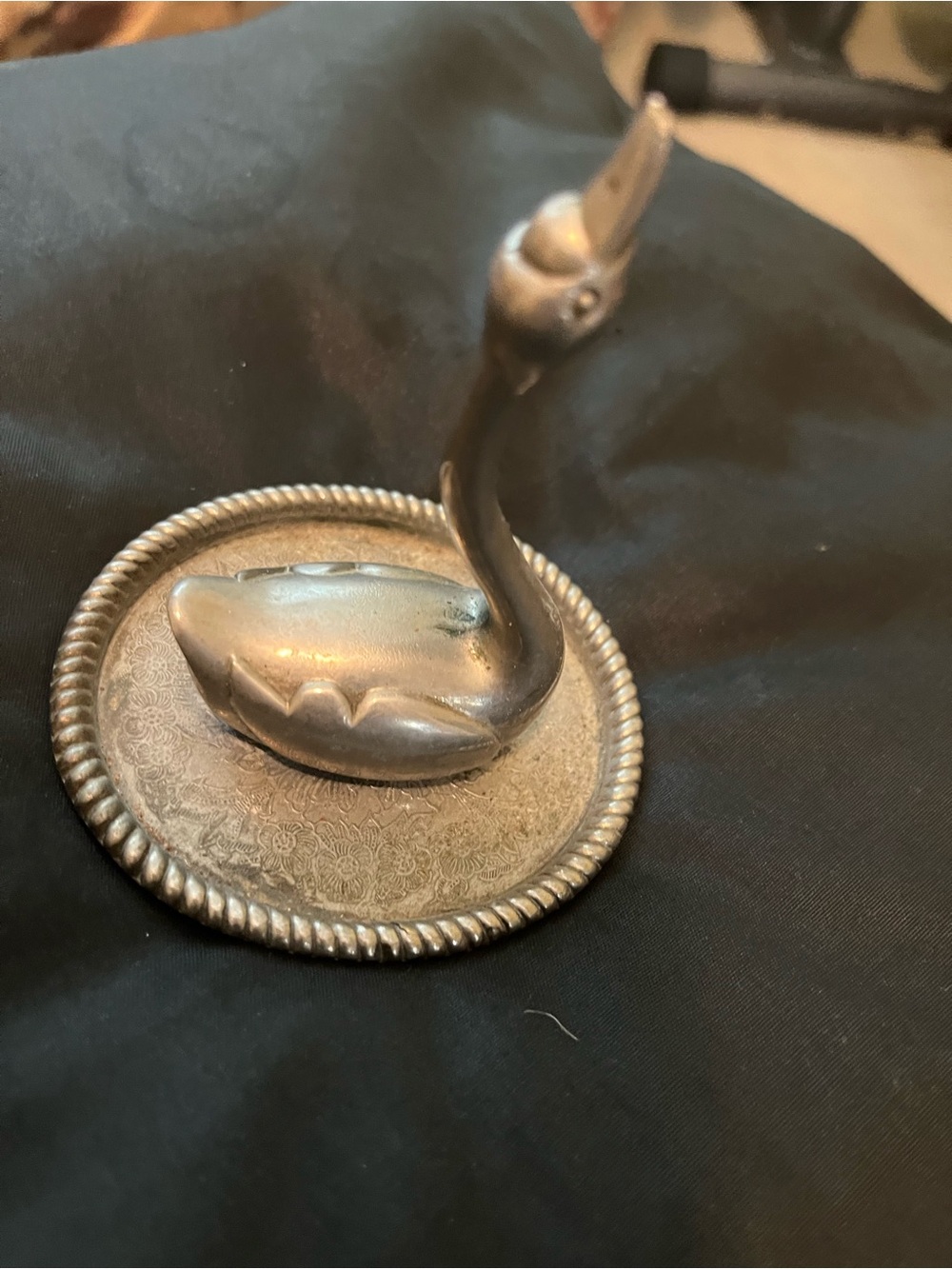PM050126 Silver Plated Swan Decorative Ring/Trinket Holder